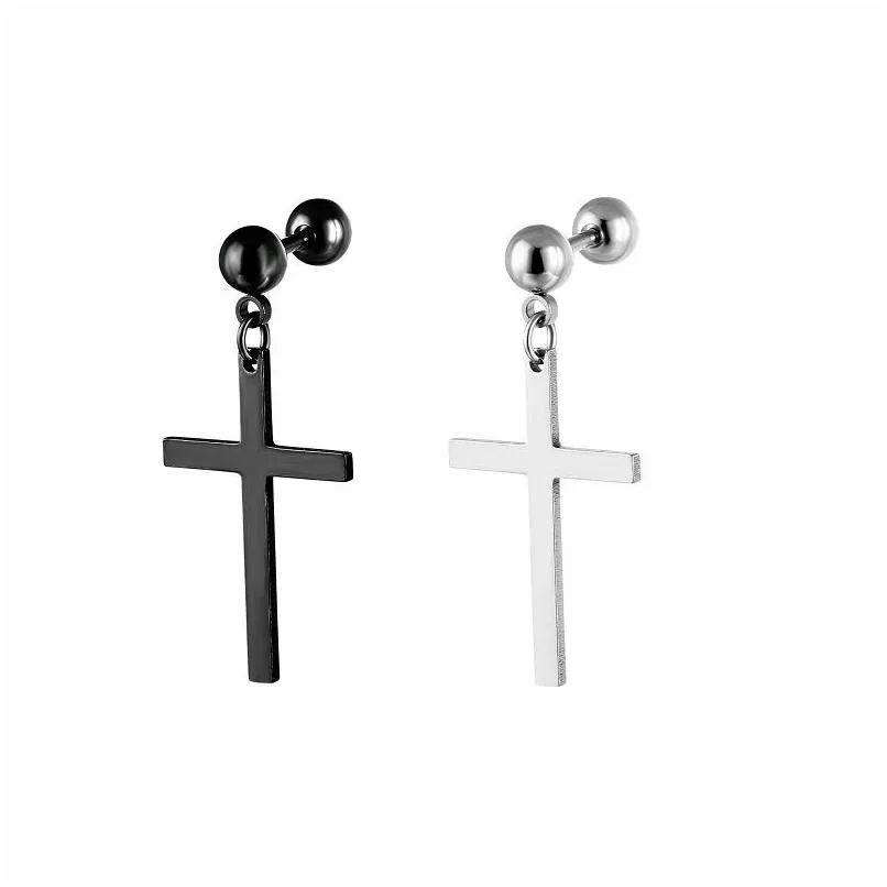 Dangle Lustre Punk Hommes Croix Boucles D'oreilles Gothique Femme En Acier Inoxydable Oreille Hoop Hies Pendentif Piercing Bijoux Drop Delivery