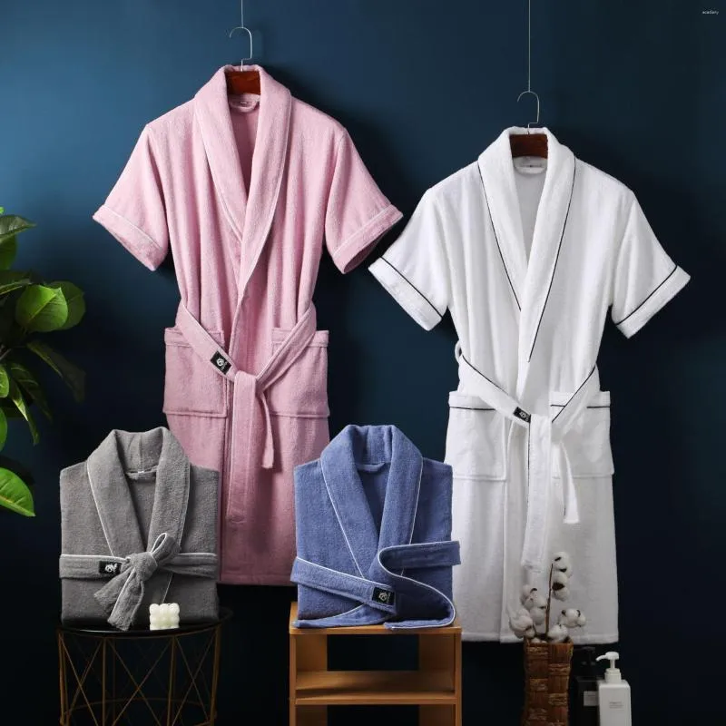 Vêtements de nuit pour femmes Serviette en coton Robes Femmes Hommes Amoureux Peignoirs simples Pure Color El SPA Plus Size 000111