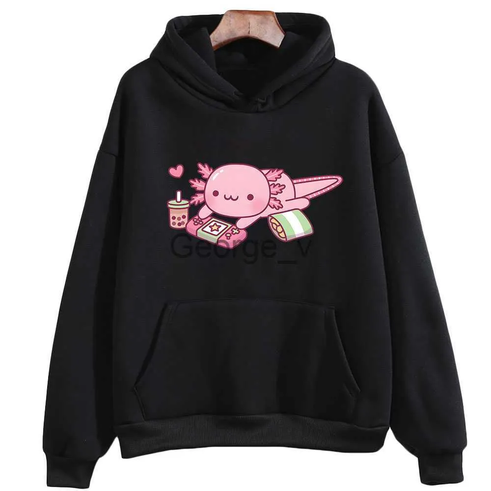 Hoodies tişörtü sevimli aksolotl dinlenmek oyun hoodie kızlar kawaii grafik sweatshirt uzun kollu çocuklar kıyafetler erkekler rahat y2k sudaderas kazaklar j230724