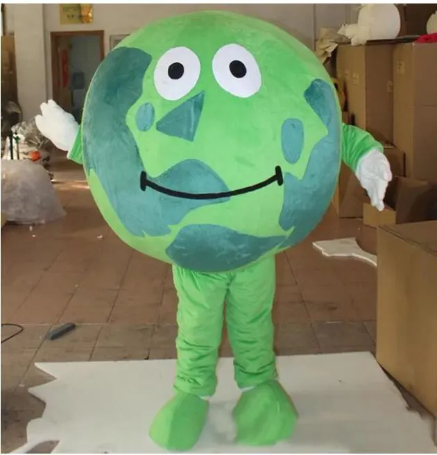 Performance Green World Earth Mascot Costumes Halloween Fancy Party Dress Cartoon Character Carnival Xmas Easter Advertising Birthday Party Costume Outfit