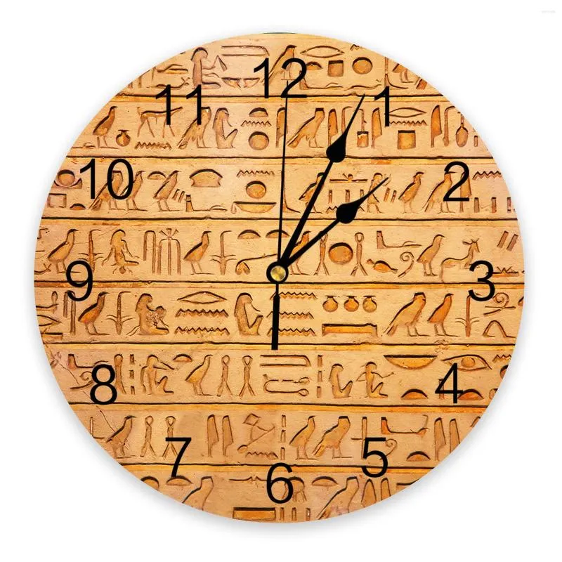 Orologi da parete Linee di civiltà preistorica in pietra Grande orologio da pranzo Ristorante Cafe Decor Decorazione domestica rotonda