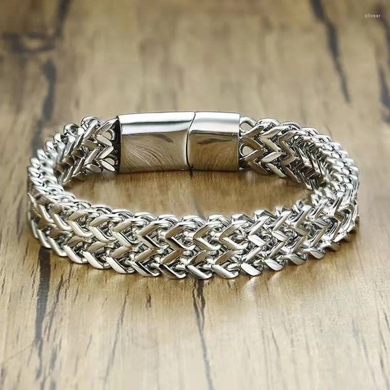 Link Bracelets Fashion Hip-hop Double-layer Braided Keel Stainless Steel Bracelet For Men Personalized Party Chain Metal Jewelry Gift