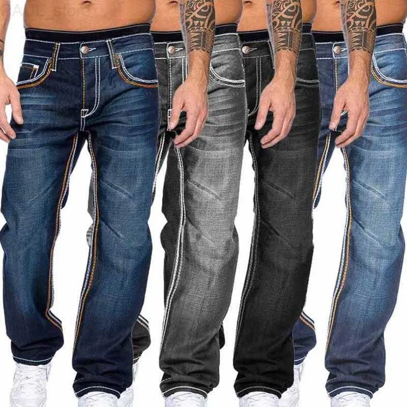 Hommes hommes Jeans automne Denim pantalon Slim droite bleu foncé coupe régulière loisirs pantalons longs Jean hommes Hombre L230724