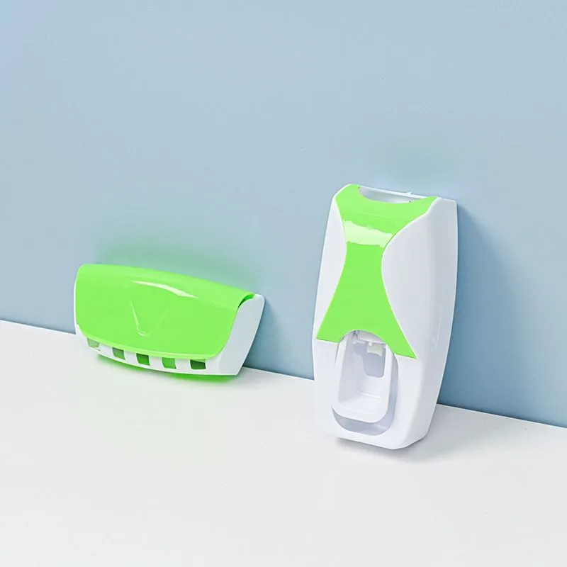 Toothbrush Holder Automatic Toothpaste Dispenser Set Dustproof Sticky Suction Wall Mounted Toothpaste Squeezer For Bathroom Accessories