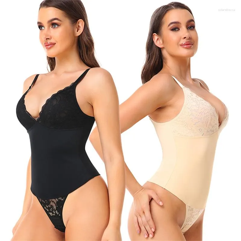 Short Sleeve BRABIC Women's Full Slip Shapewear Bodysuit - With Built-in Bra Tummy Control Lingerie