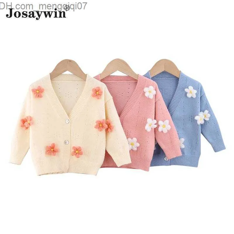 Pullover Fashion Baby Girl Winter Clother Flower Cardigan لعام 2021 سترة محبوكة ناعمة الخريف أطفال خارجية Pullover Z230724