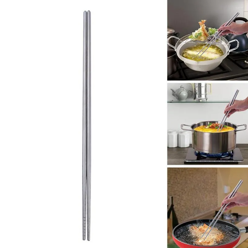 Chopsticks 1 Pair 38cm Restaurant Extra Long Clean Silver Pot Noodle Stainless Steel Anti-scald Kitchen Cooking Frying