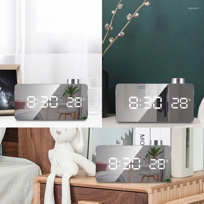 Tafelklokken Ins Student Bureauklok Groot scherm Stil Nachtkastje Lichtgevende temperatuur Eenvoudige led-spiegel Digitaal alarm