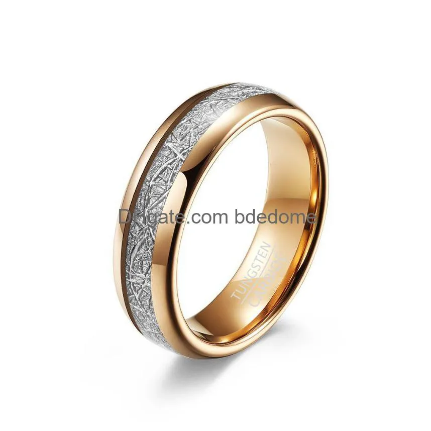 Band Rings Smooth Rose Gold Tungsten Steel Ring Ice Silk For Men Women Fashion Fine Jewelry Drop Delivery Dhnci