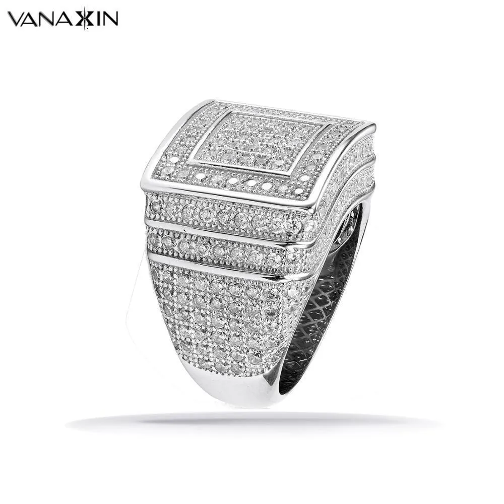 Bling CZ Wedding Rings for Men 925 Silver, Full Paved Cubic