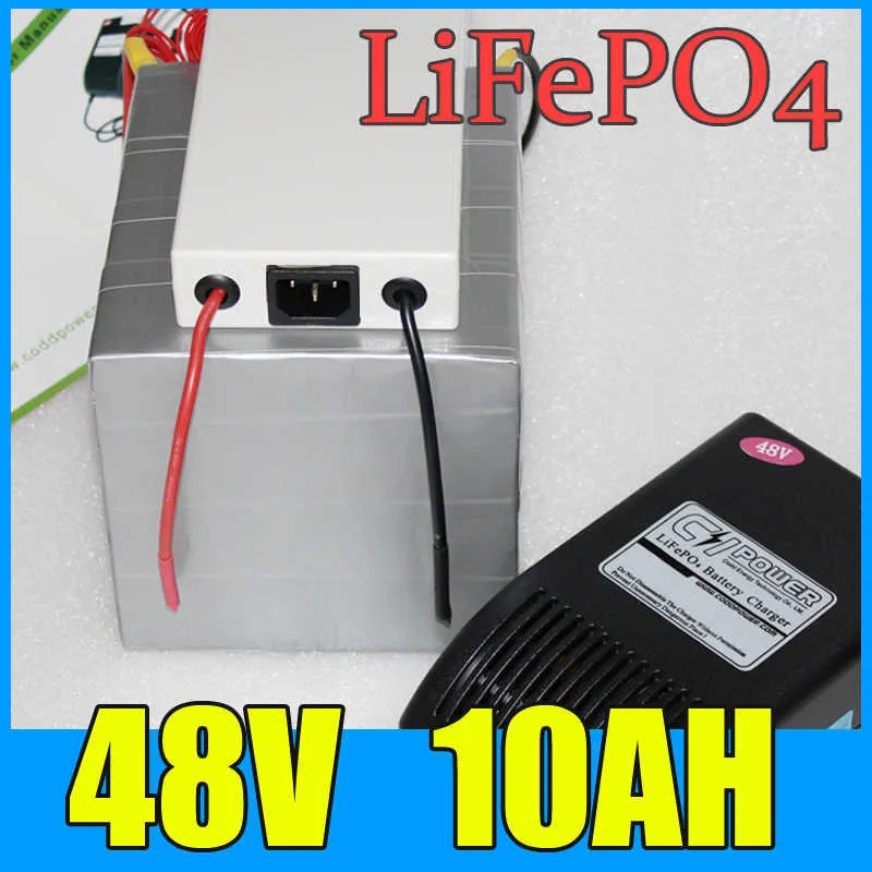 48V 10AH LiFePO4 bateria 500W bicicleta elétrica scooter bateria de lítio + BMS + carregador frete grátis