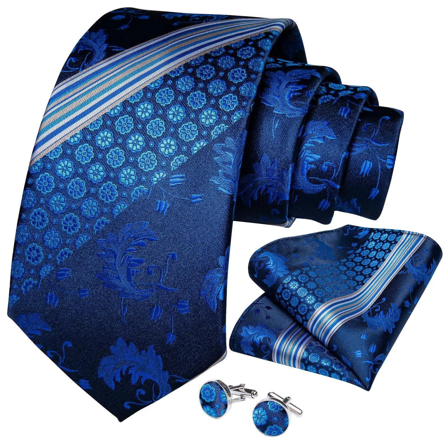 Conjunto de corbata para el cuello Corbatas clásicas para hombre 8Cm Azul Plaid Dot Rayas Corbata de negocios Pañuelo Fiesta Entrega directa Accesorios de moda