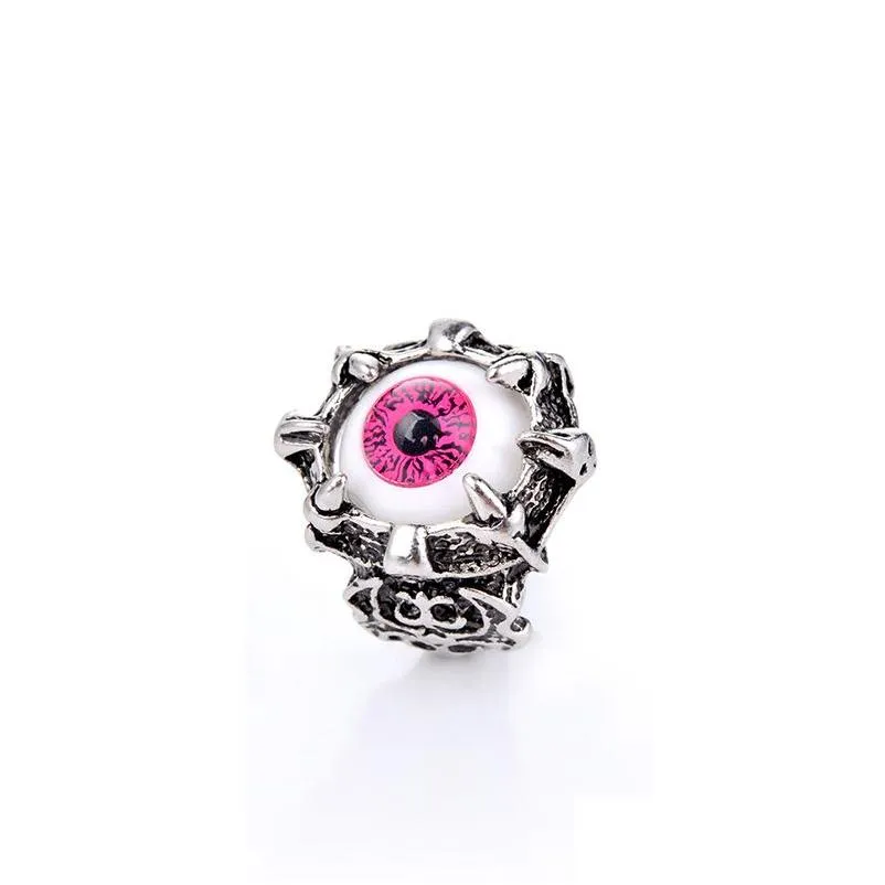 Solitaire Ring Personality Hip Hop Uni Women Men Punk Eyes Claw Biker Gothic Size 8 9 10 11 Drop Delivery Jewelry