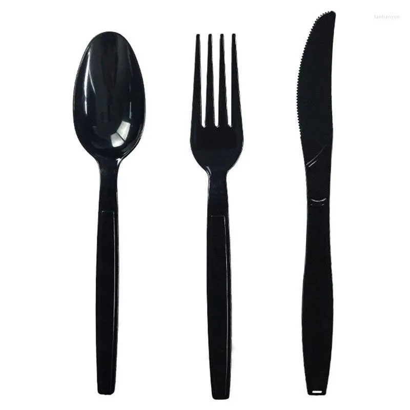 Flatware Sets Travel Cutlery Set 100PCS Utensils Knife Fork Case Multi Purpose Black Outdoor Spoon Portable Dinnerware