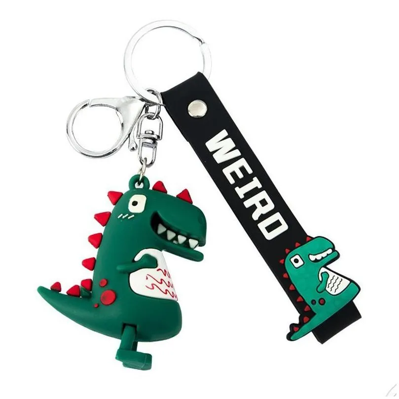 Keychains Lanyards Creative Fashion Cute Dinosaur Keychain Key Ring Cartoon Animal Chain Car Bag Pendant Gift For Girls Drop Deliver Dh58X