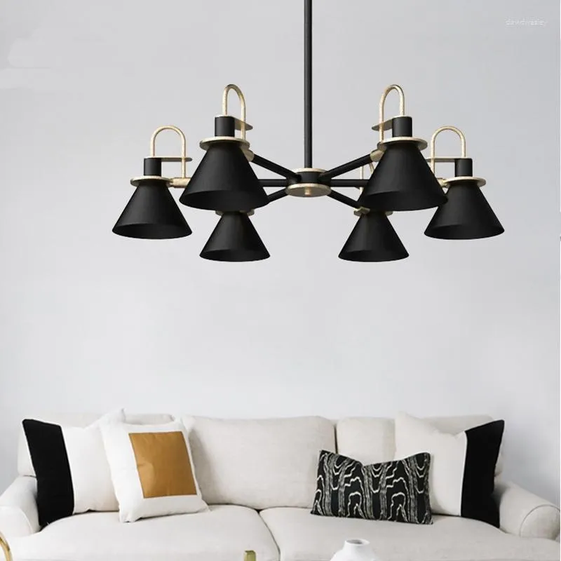 Candelabros nórdicos con forma de cuerno de hierro, luces para dormitorio, sala de estar, diseño de comedor, accesorios colgantes de estudio en blanco y negro