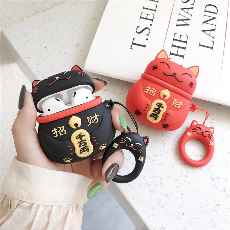 Custodia bella per Airpods Pro Custodia per auricolari in silicone Lucky Cat stile giapponese per Apple Airpods 1 2 3 Custodia Custodia protettiva carina