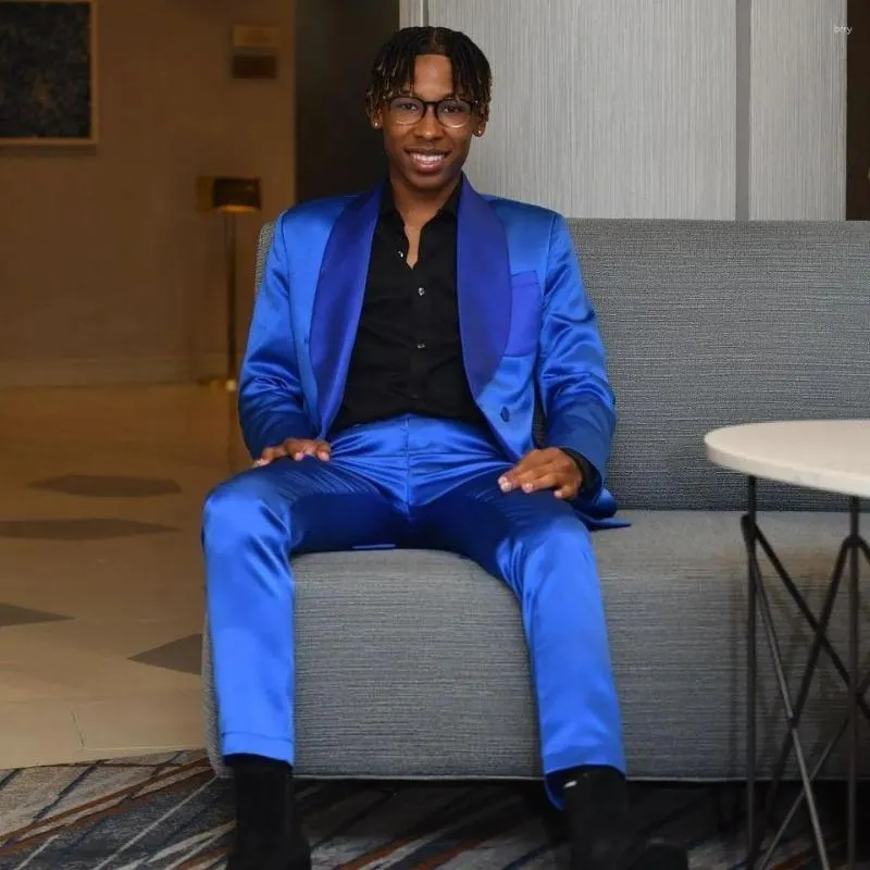 Blue satin shop tuxedo
