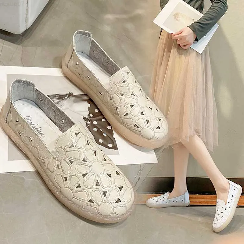 Dress Shoes Hollow-out Loafers Summer Casual Shoes Women Flat Heel Square Toe Sneakers Autumn Barefoot Shoes Moccasin Women Flats L230724