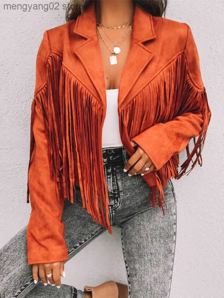 Casual The stars Tassel Patchwork Turndown Collar Outerwear Casual The stars Tassel Patchwork Turndown Collar Outerwear