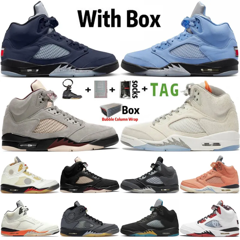 2023 z Box Jumpman 5 Męskie buty do koszykówki 5s University Blue Lucky Green A Ma Black Light Bone Georgetown Sail Oreo Mężczyzny Sports Women Treakers Treakers Rozmiar 13