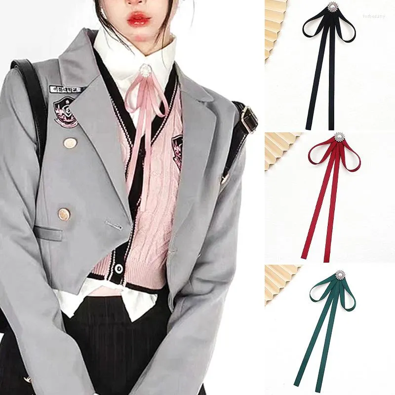 Bow Ties Korean Student Uniform Shirt Collar Ribbon Tie For Women Girl College Pearl Blouse Pin Brooch Bowknot