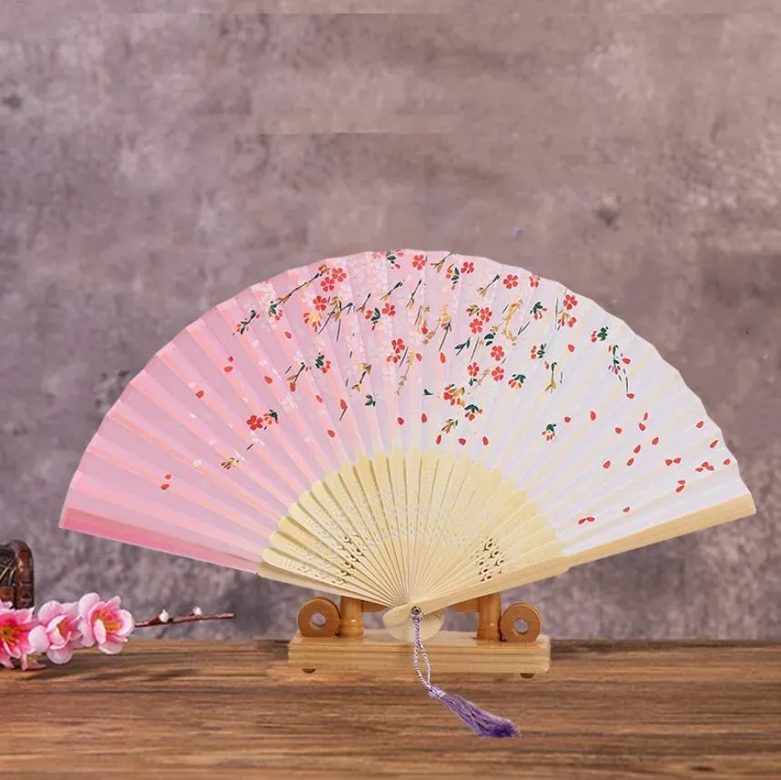 Silk Party Favor Chinese Japanese Style Folding Fan Home Decoration Ornaments Pattern Art Craft Gift Wedding Dance Supplies