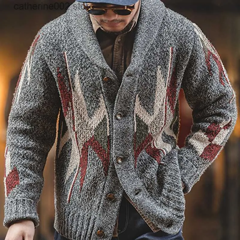 Mens Sweaters Maden Knitted Vintage Cardigan Men Sweater Indiana Thick Knit Oversized Streetwear Geometric Trend V Neck Harajuku Knit Coats T230724 From 4 7 DHgate
