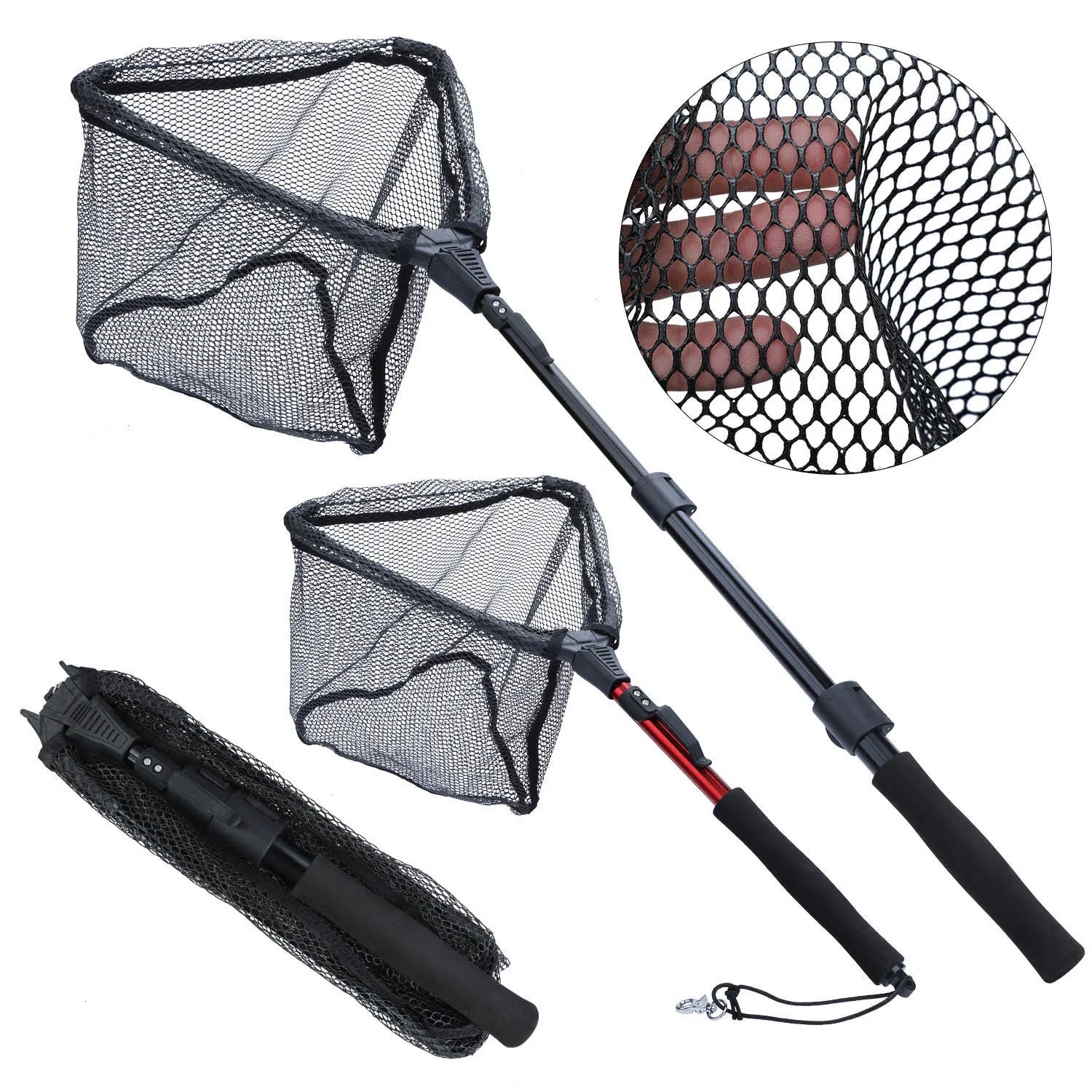 Fishing Accessories Sougayilang 65-112cm retractable fishing net foldable  landing net pole foldable landing net 230720