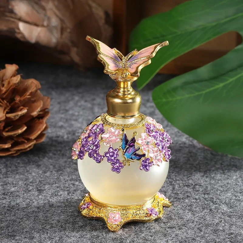 Butelki perfum mini złotego koloru vintage pusta butelka z olejku eterycznym w stylu Dubai Butterfly Butelka perfum