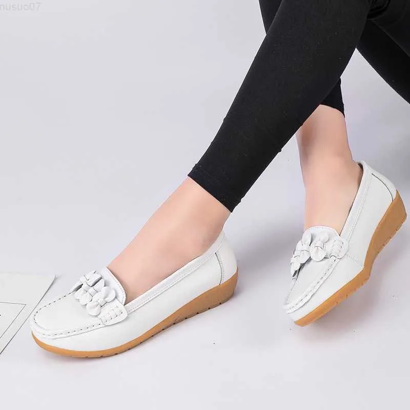 Dress Shoes Women Flats Soft Boat Loafers For Women Genuine