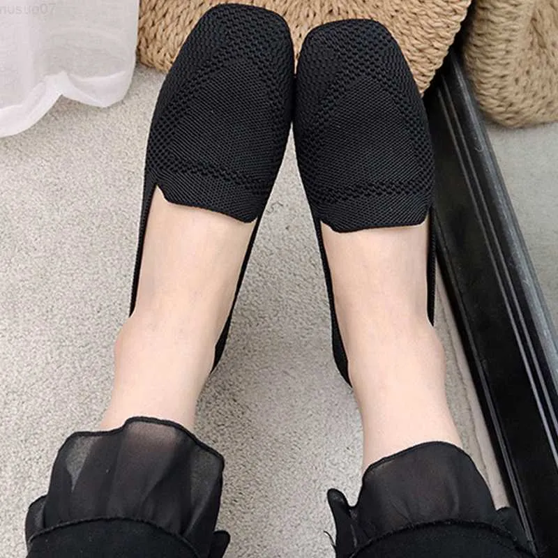 Dress Shoes 2023 Spring Mesh Ballet Flats Women Knitted Loafers Breathable Flats Driving Shoes Sneakers Balarina Shoes Classic Moccasins L230724