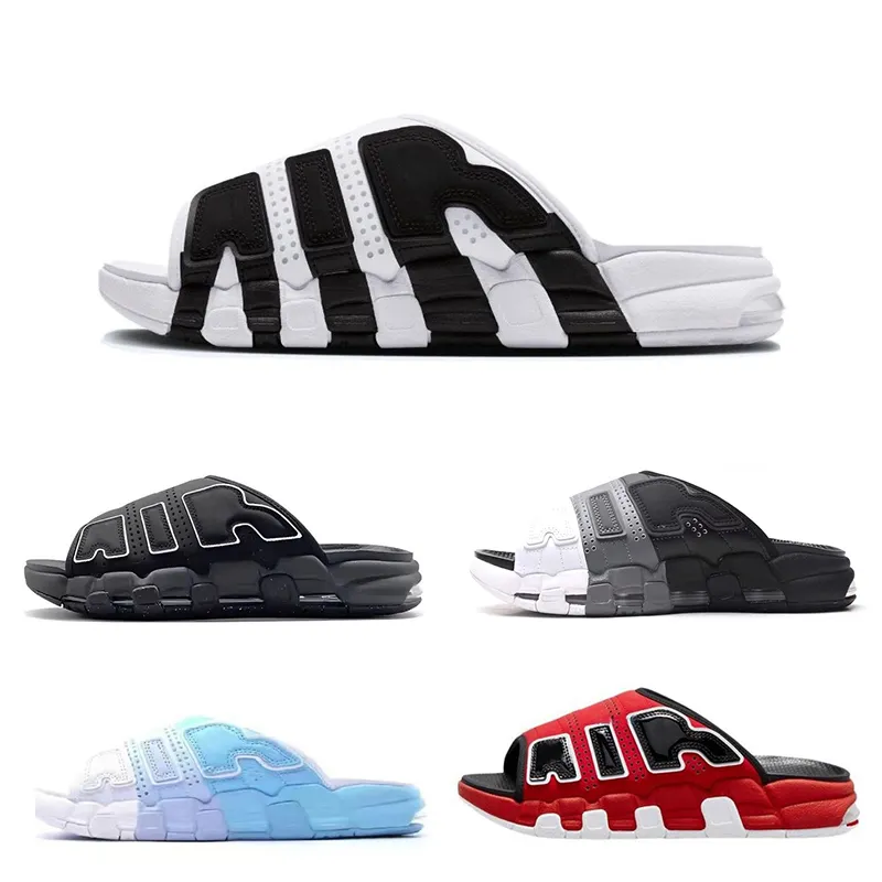 GAI More Uptempos Slides Designer Hommes Femmes Sandales Noir Blanc Rouge Gris