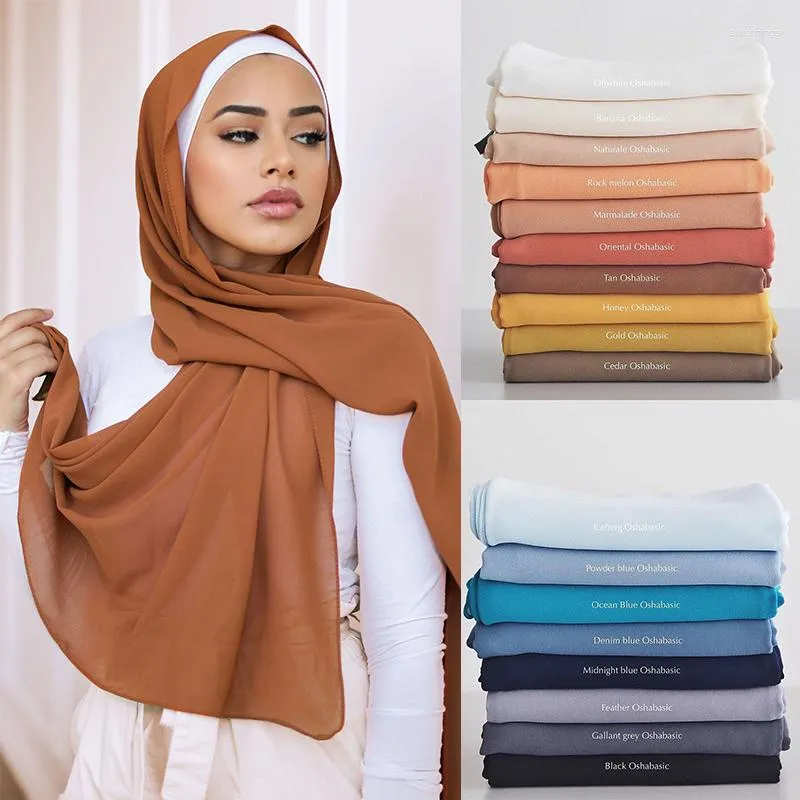 Scarves 5pcs/lot Muslim Chiffon Hijab Scarf Women Headband Plain Head Scarfs Wrap Islam Hijabs And Shawls Foulard Femme Musulman