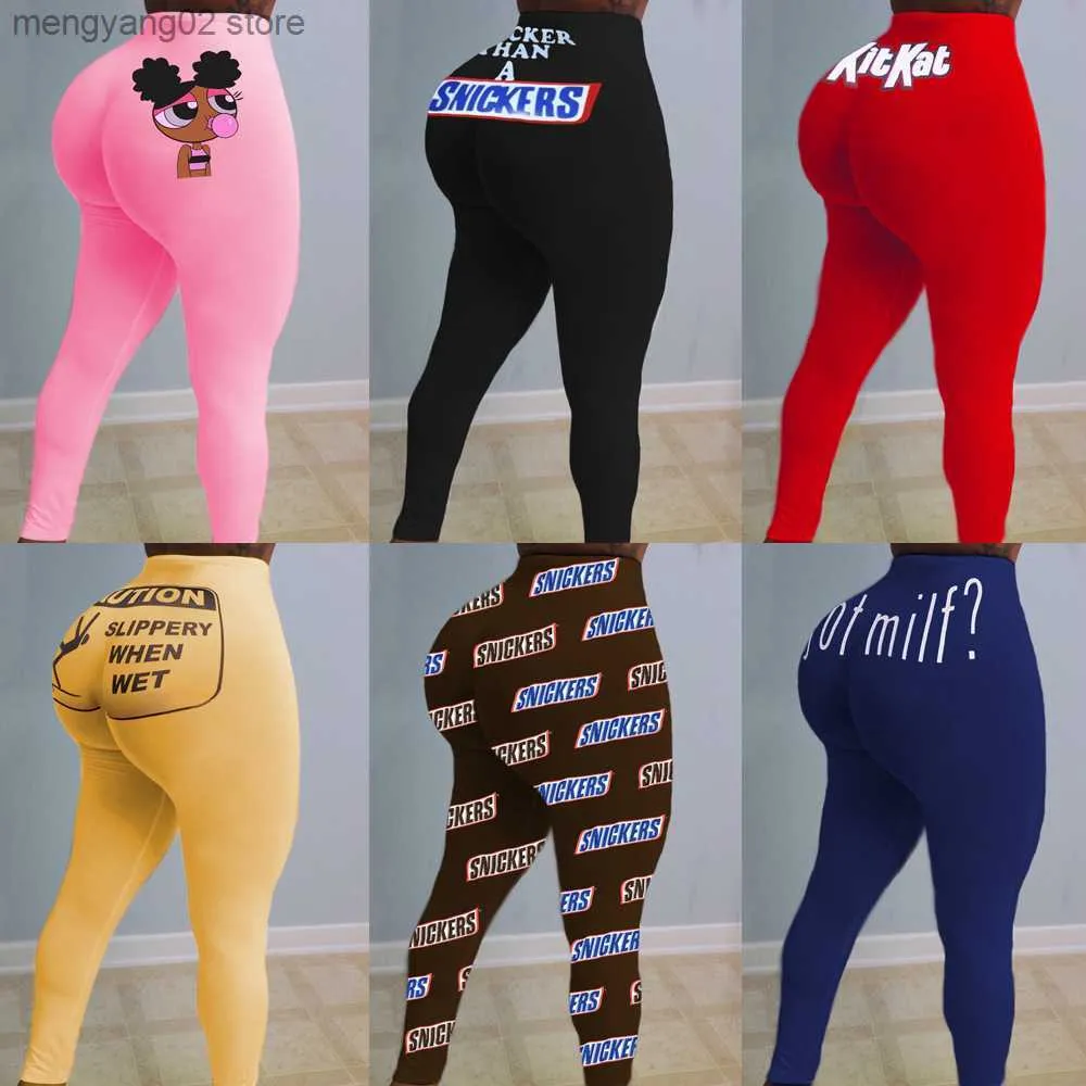 Plus Size Womens High Waist Spandex Leggings With Snickers KitKat Print  American Sports Fitness Pants T230724 From Mengyang02, $5.16