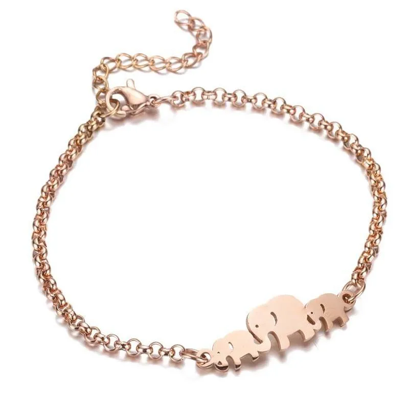 Kedja mode elefant armband armband djur länk kvinnlig rostfritt stål armband för kvinnor smycken tillbehör släpp leverans