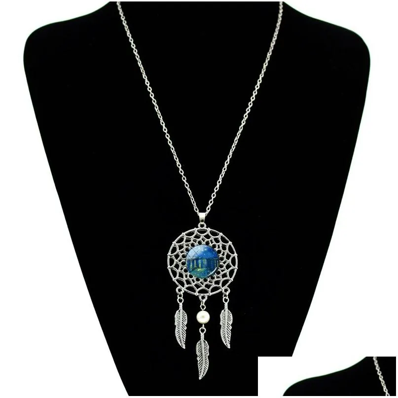 Pendant Necklaces Bohemian Ethnic Skeleton Feather Yoga Dreamcatcher Women Catholic Religious Jewelry Drop Delivery Pendants