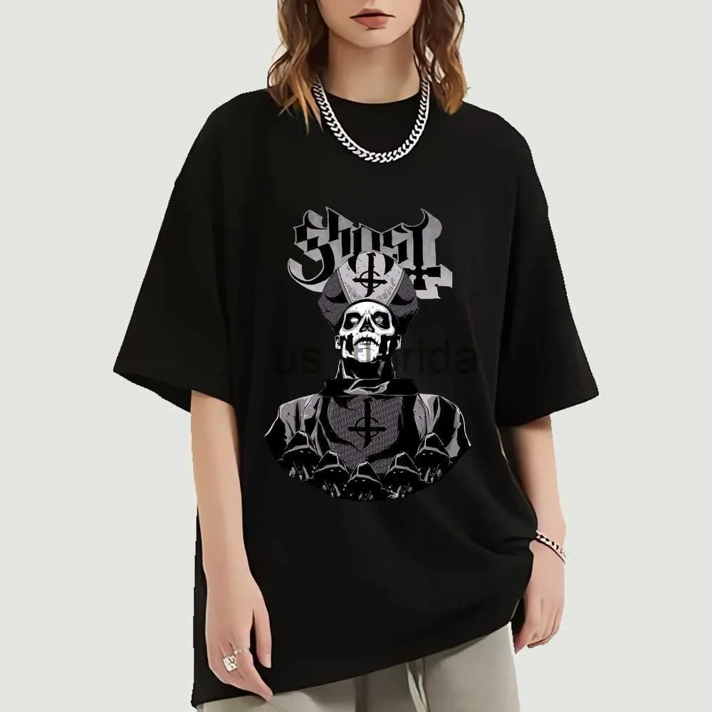 Męskie koszulki Duch Szwedzki heavy metalowy zespół T Shirt Męski Kobiety Kobiety z krótkim rękawem T-shirt Gothic Style Rock Tshirt Summer Streetwear J230724