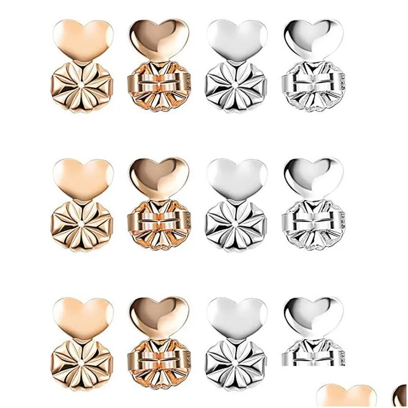 Orecchino posteriore Love Heart Backs Support Lifts Adatto per risultati di gioielli Colore oro Componenti Sier Accessori Drop Delivery