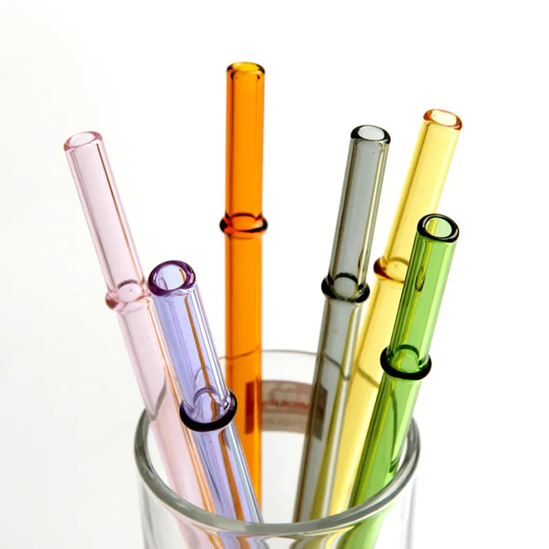 Colorful Glass Drinking Straw High Borosilicate Reusable Glass Straws Heat-Resistant Tea Juice Cocktail Straws LX6022