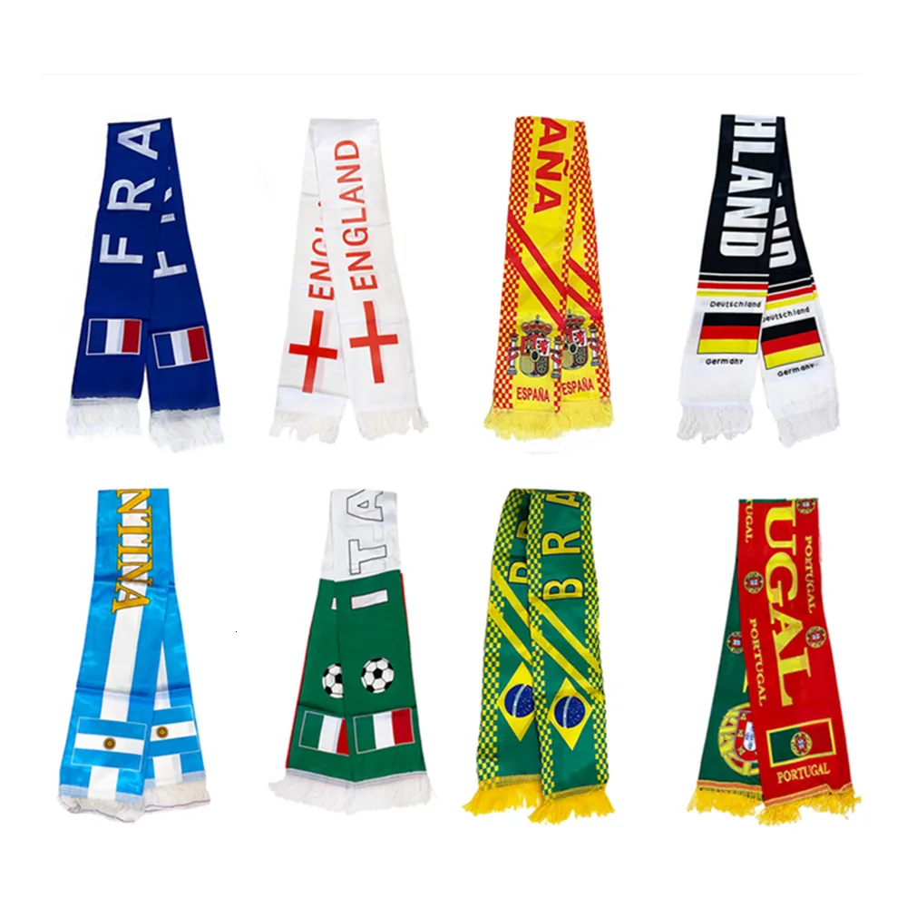 Sarongs Germany Italy England Spain Brazil France Satin Polyester Football scarves SXWC01 230721