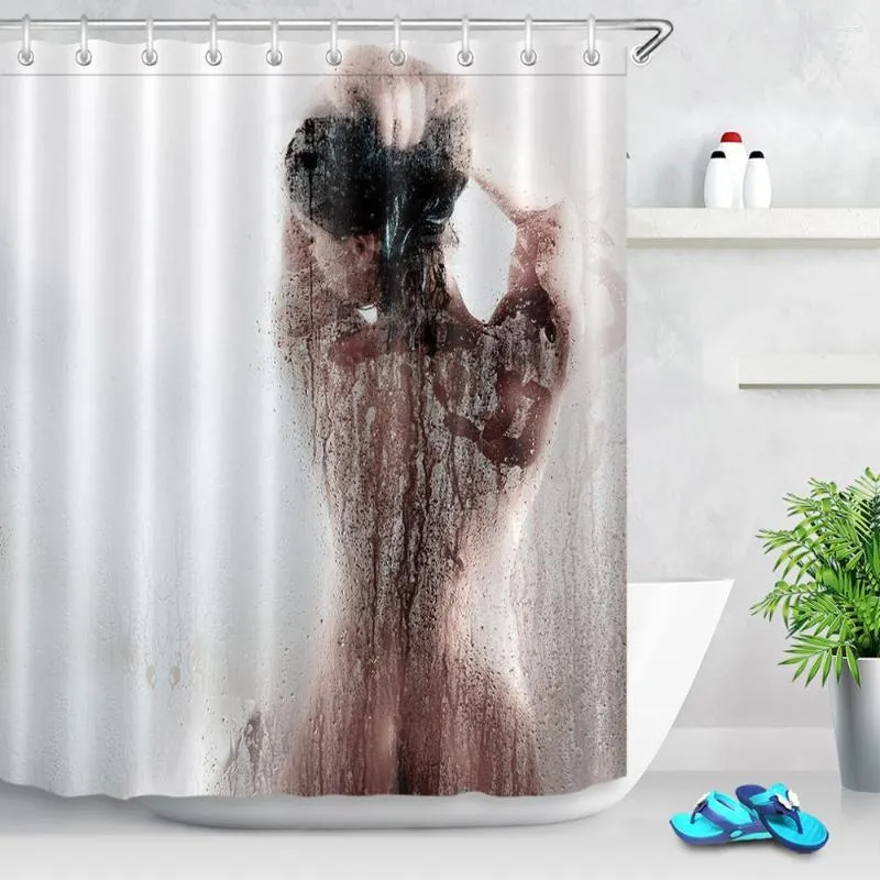 シャワーカーテンセクシーなビューティーバスバスルームカーテンボディアートパターン防水ポリエステル生地高品質