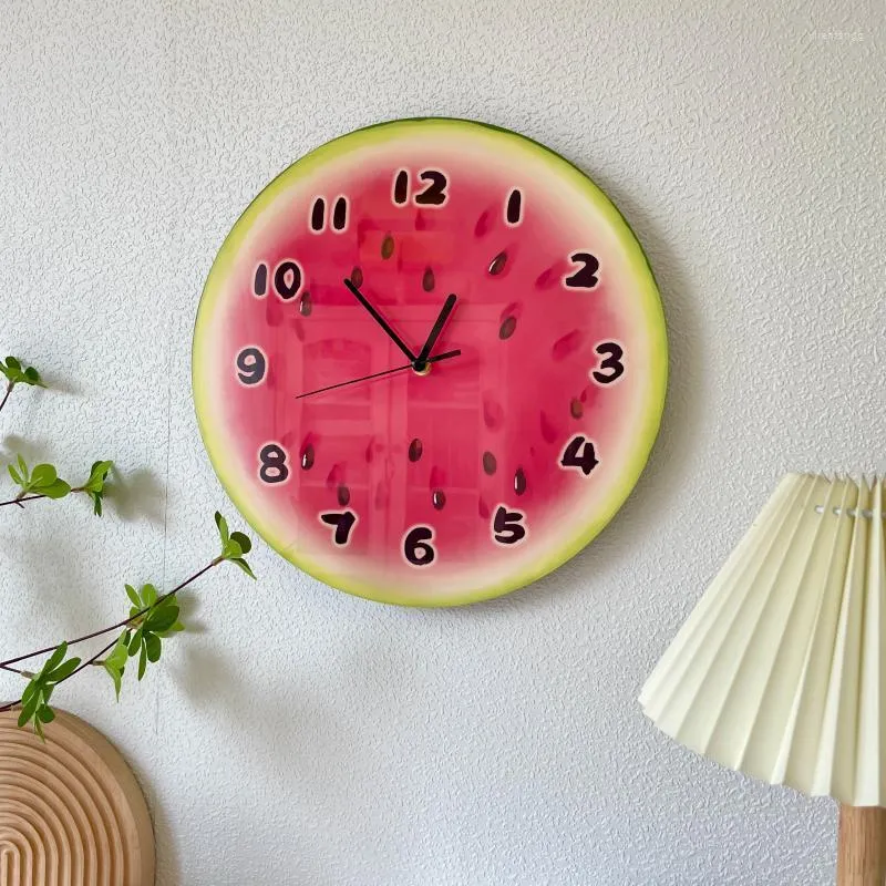 Wall Clocks Cartoon Watermelon Fruit Kids Children Living Room Bedroom Decor Accessories Silent Decoration