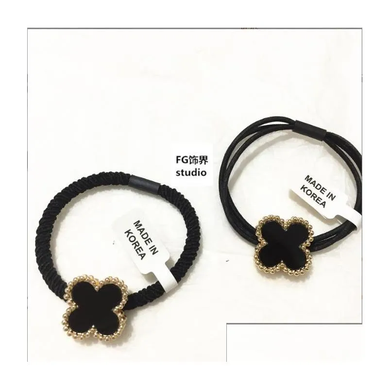 designer hair rope sweet for 4/four leaf clover scrunchie rubber band elastic high-quality ponytail holder luxury hair accessories