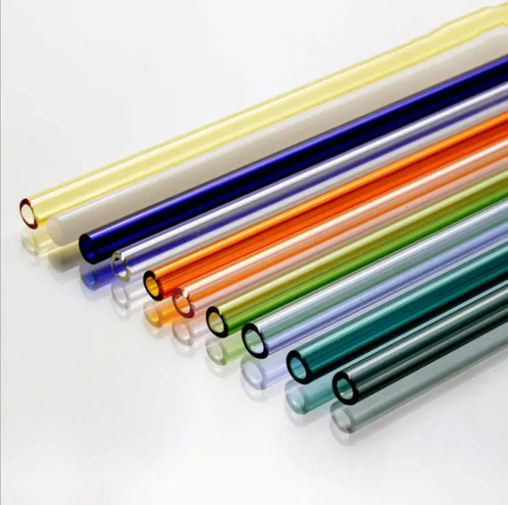 20cmReusable Eco Borosilicate Glass Drinking Straws Clear Colored Bent Straight Milk Cocktail Straw High temperature resistance