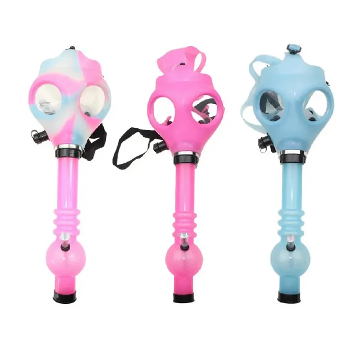 Ny Hookah Silicone Mask Creative Acrylic Smoking Pipe Gas Mask Acrylic Tabacco Shisha Water Pipe Bongs Wholesale