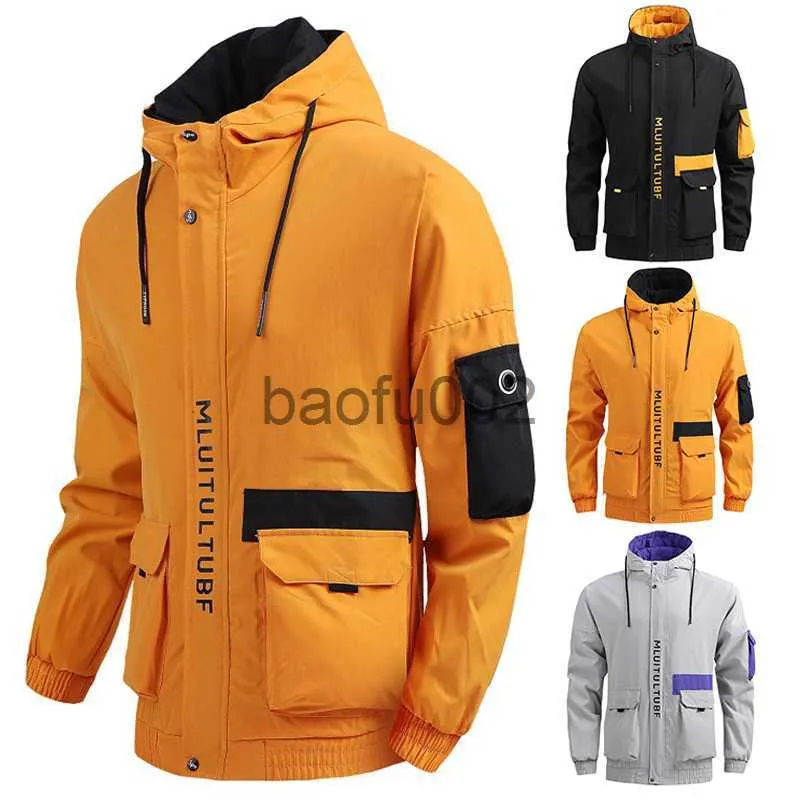 Men's Jackets Men's Lightweight Waterproof Hooded Rain Jacket Outdoor Raincoat Shell Jacket Casual Sports Jacket Coat Winter New Clothes J230724