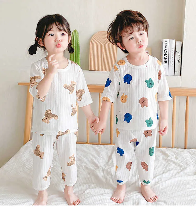 Pijamas sólidos de algodón para bebé, conjunto de ropa de dormir