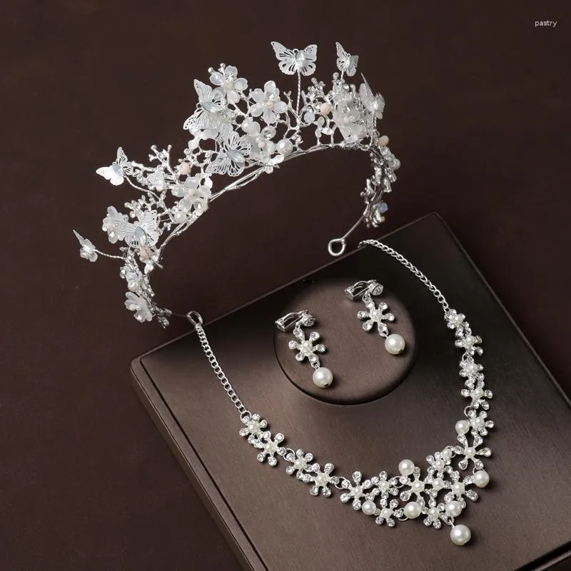 Necklace Earrings Set Itacazzo Bridal Headwear Crown Silver-Colour Women's Classic Wedding Of Four Tiaras