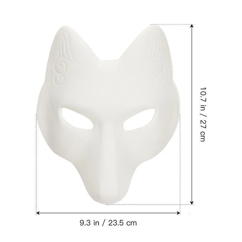 Máscaras De Festa Masquerade Traje De Halloween Cosplay Gato Em Branco Diy  Branco Animal Olho Lobo Therian Face Meio Papel Japonês 230721 De $59,08